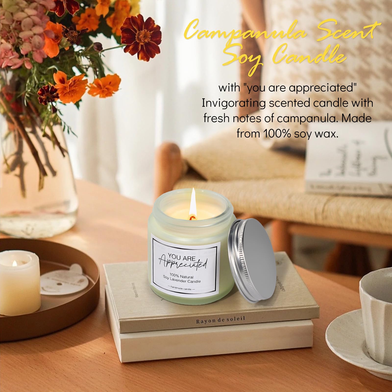 iaovueby You Are Appreciated candle creating a calming mood.