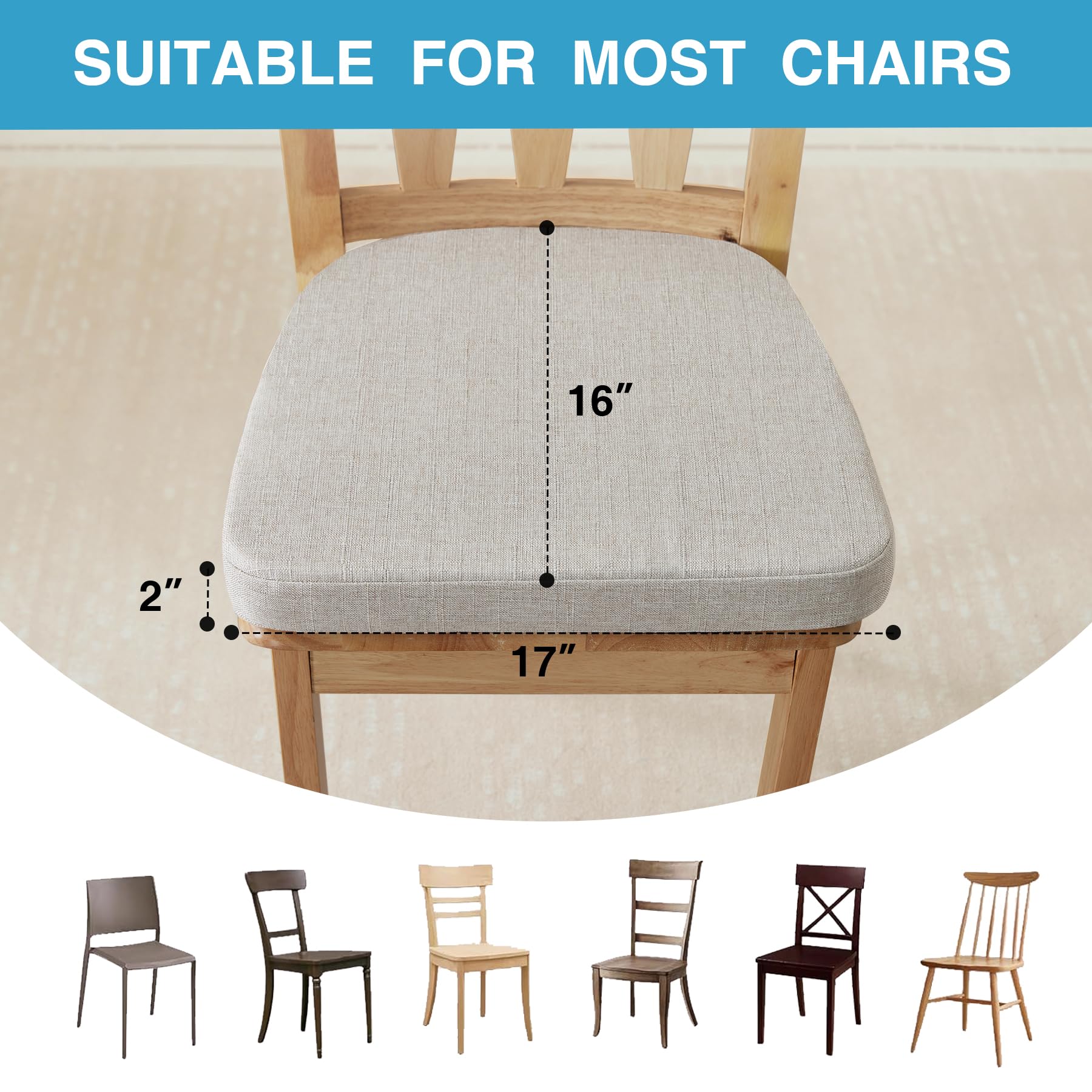 IASEAHK chair cushions foam-core beige closeup highlighting support