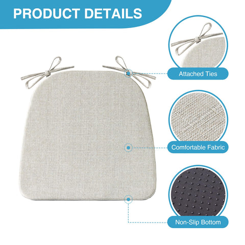 IASEAHK dining chair cushions beige with non-slip straps for steady seating