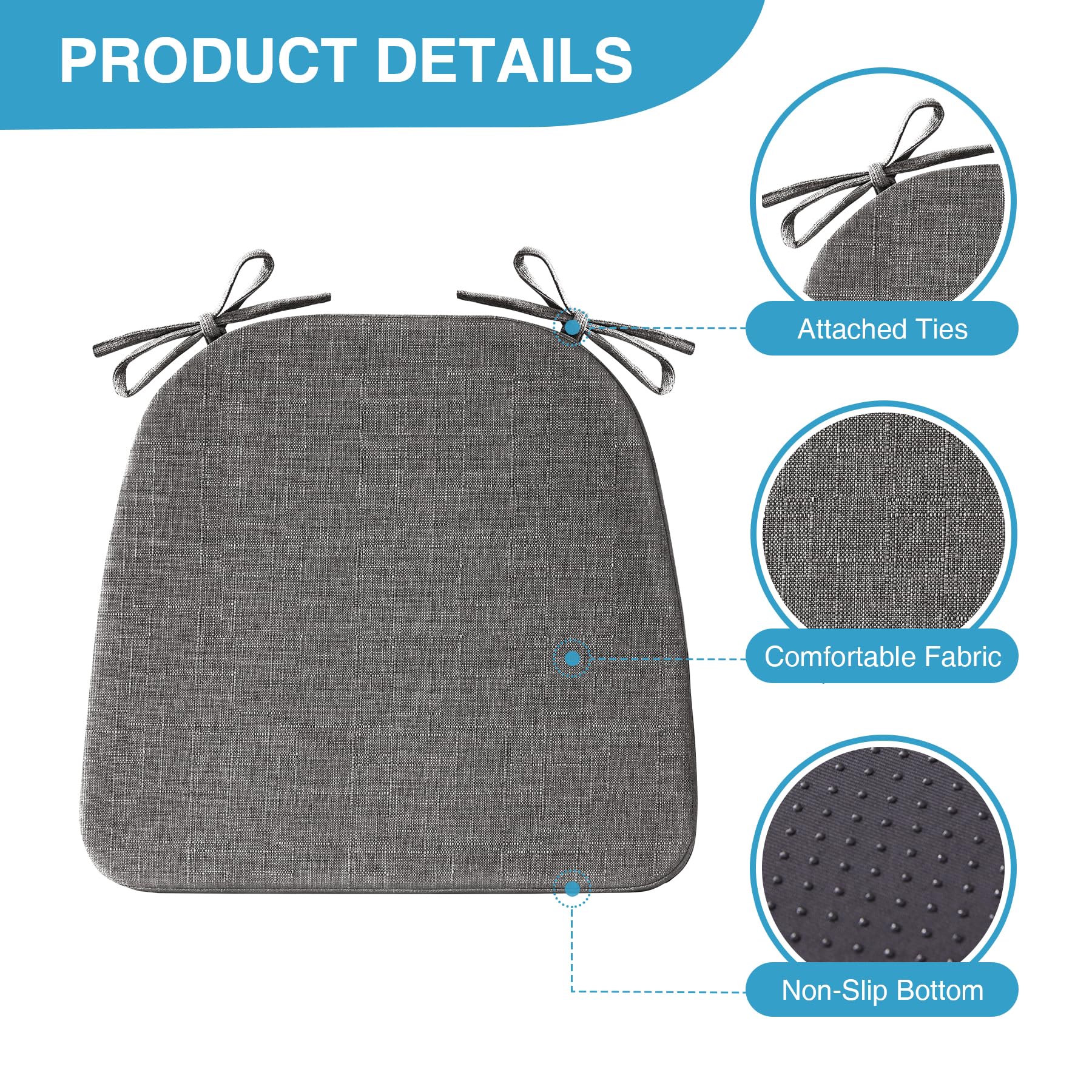IASEAHK cushions showing non-slip bottom to prevent shifting during meals.