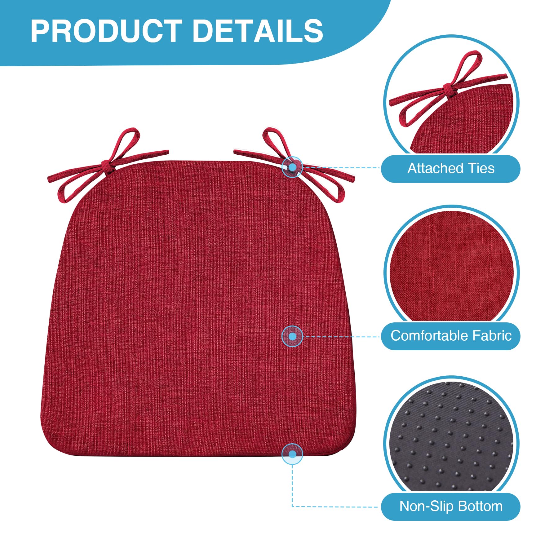 IASEAHK non-slip dining chair pad stays securely in place during meals.