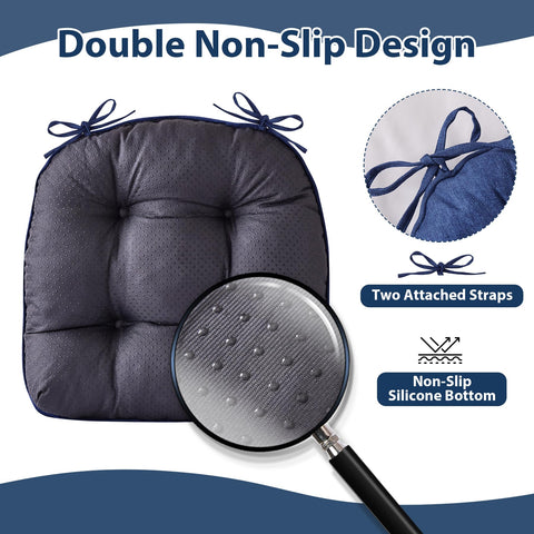 IASEAHK navy cushion non-slip silicone bottom keeps chair steady