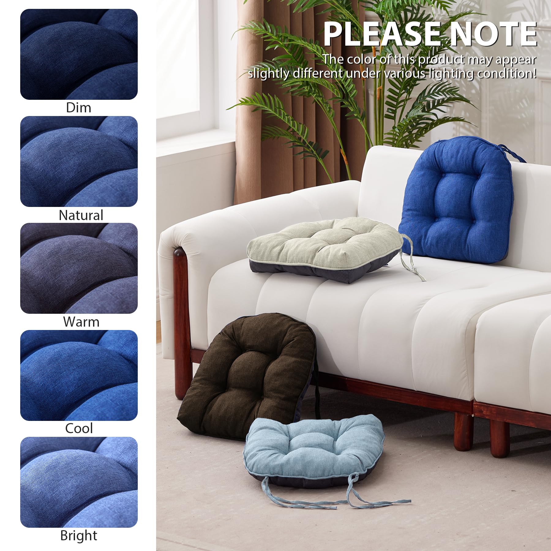 IASEAHK navy dining chair cushion showing wipe-clean care