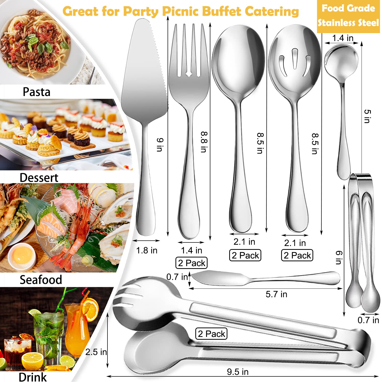 IAXSEE large serving spoons offer generous portions and smooth serving.