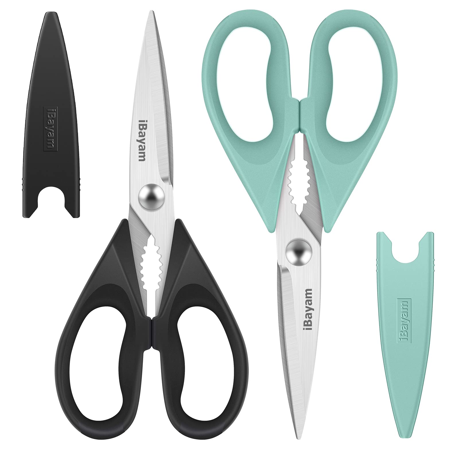 iBayam All Purpose Kitchen Shears with black handle ideal for versatile cutting tasks.