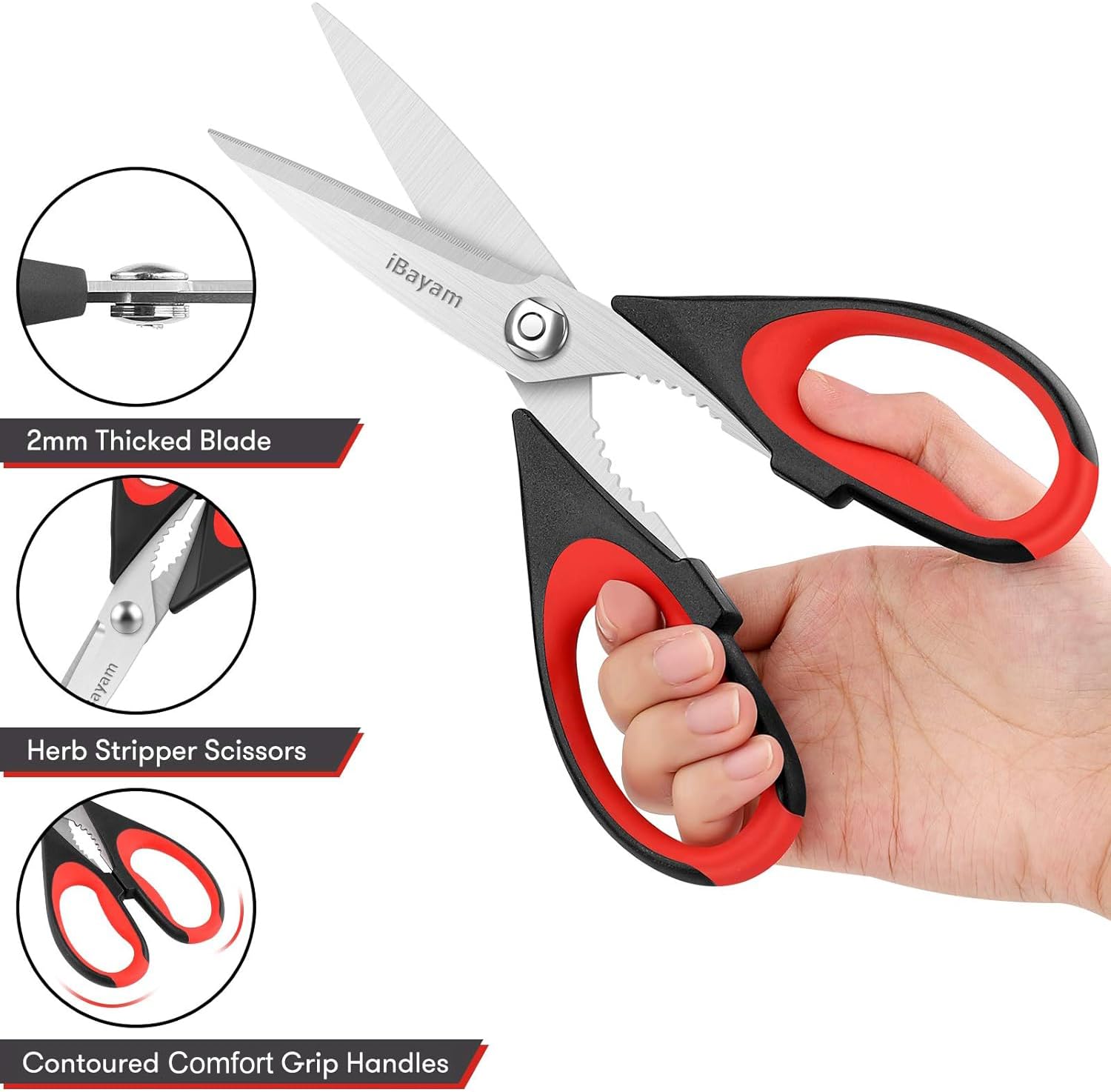 iBayam kitchen scissors are dishwasher safe for easy cleaning after meals