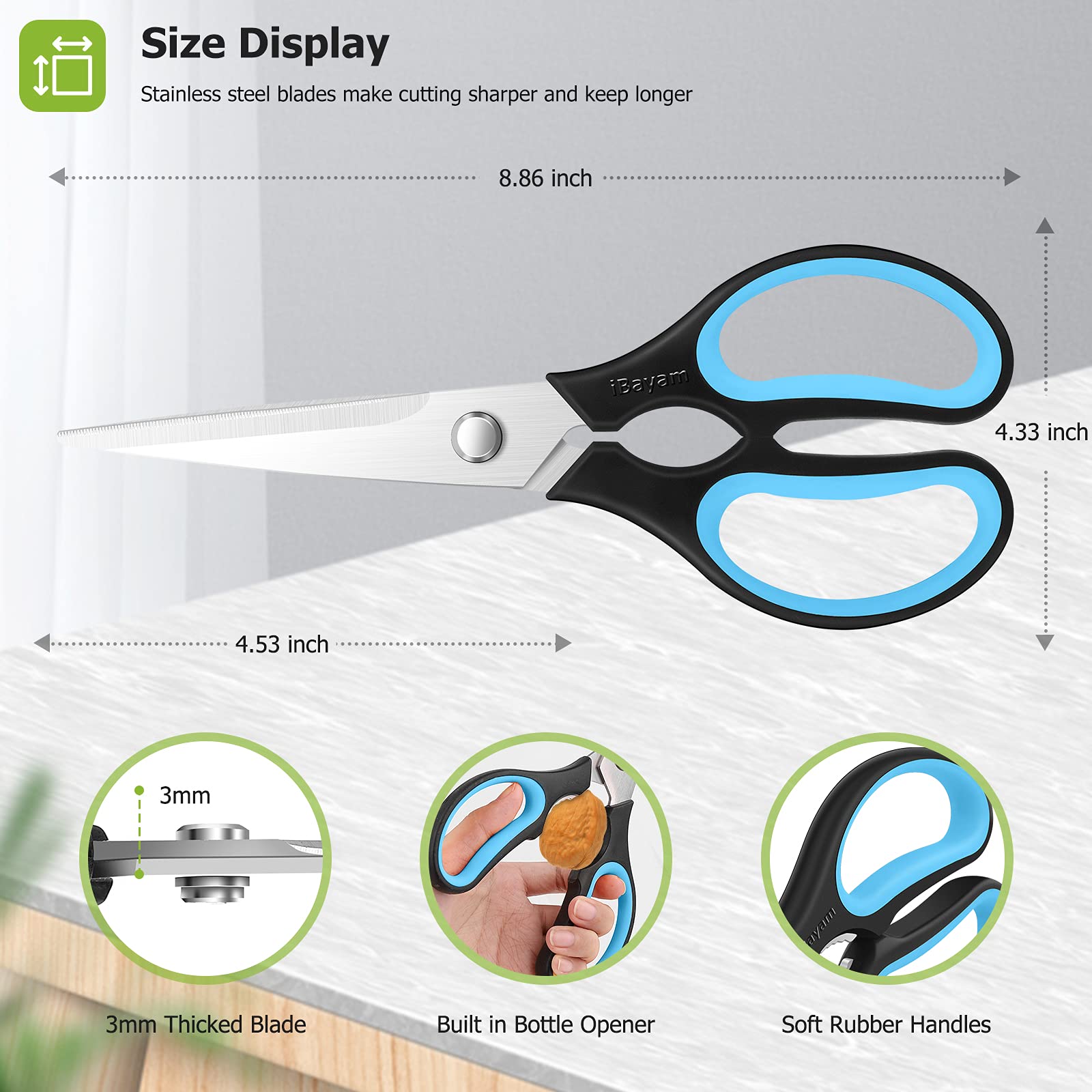 iBayam poultry scissors cutting through meat with ease