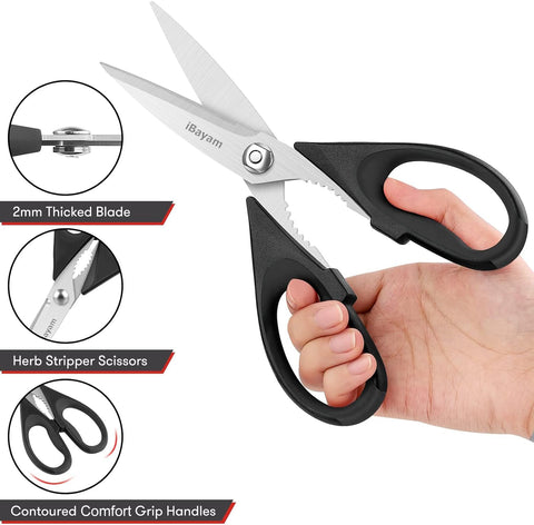 iBayam stainless steel blades deliver sharp cuts for meat and produce.
