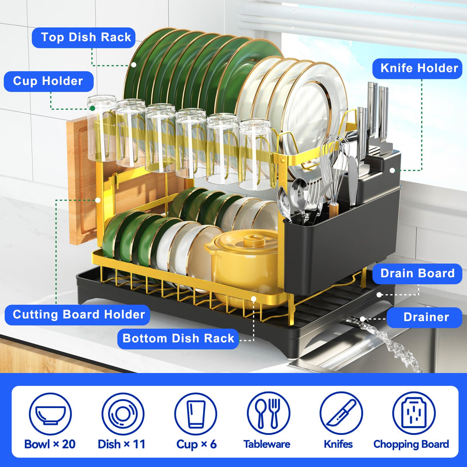IBEDMAZIE rust-proof coating protects the rack and keeps the kitchen hygienic.