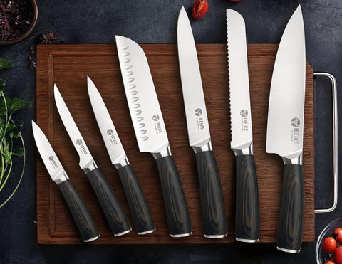 IBEIKE 5in utility knife closeup supports versatile kitchen tasks.