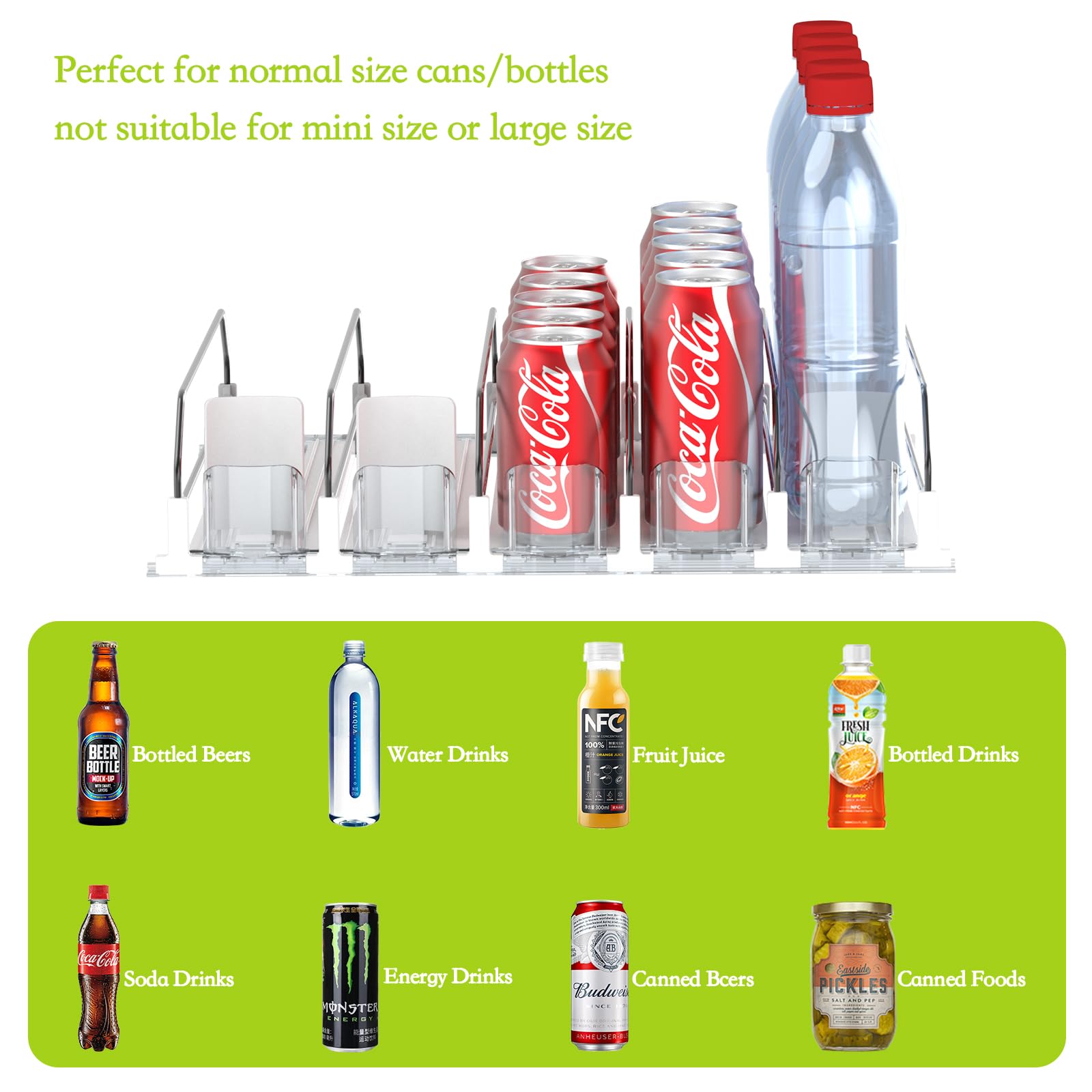 IBORING Drink Organizer three-row capacity view demonstrates ample beverage storage