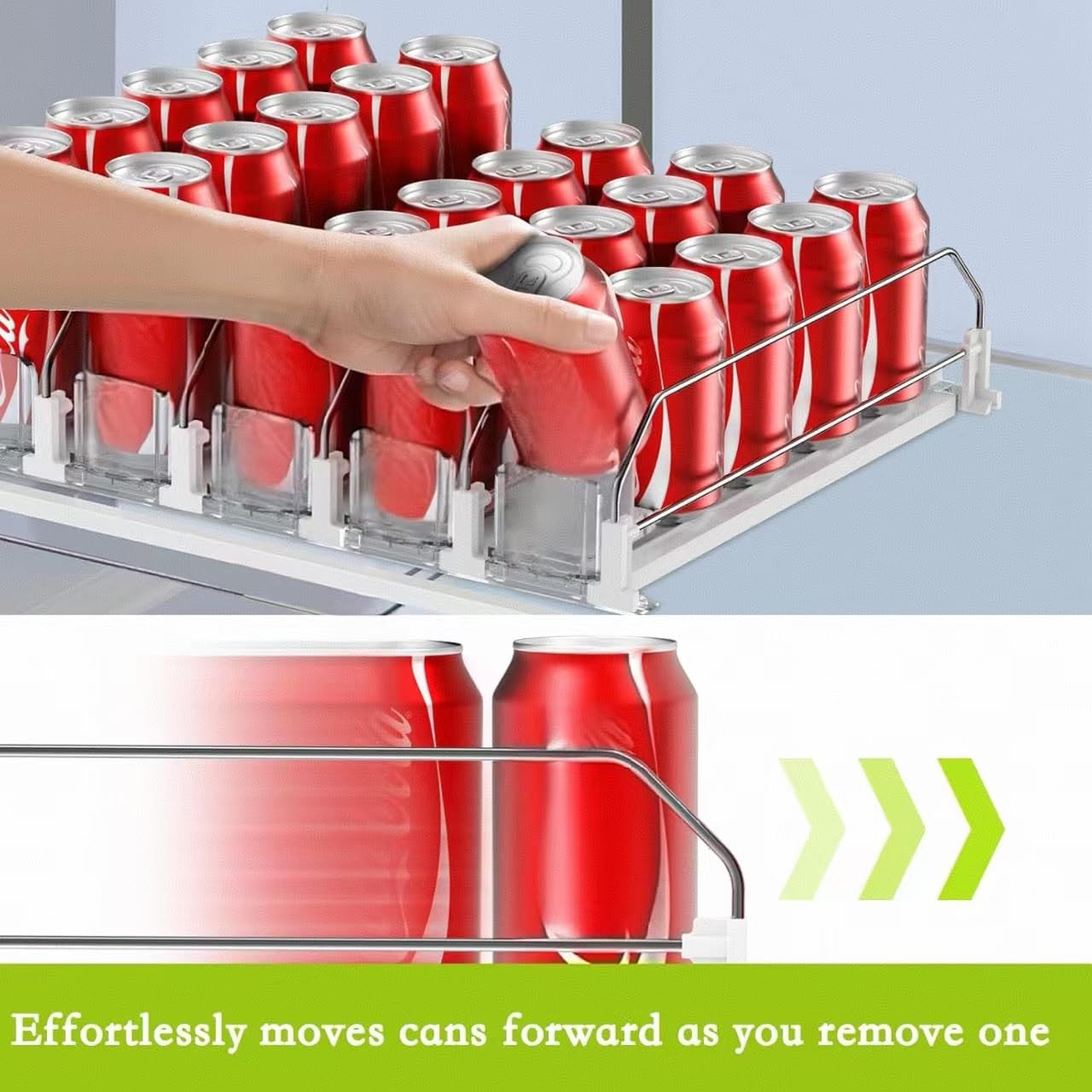 IBORING beverage dispenser with front-facing pusher demonstrates convenient front-access replenishment.
