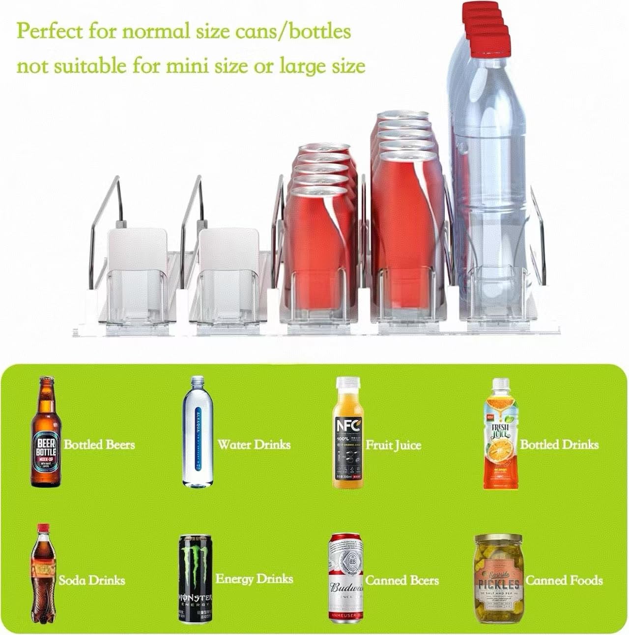 IBORING fridge organizer features rust-resistant metal partitions and durable ABS components.