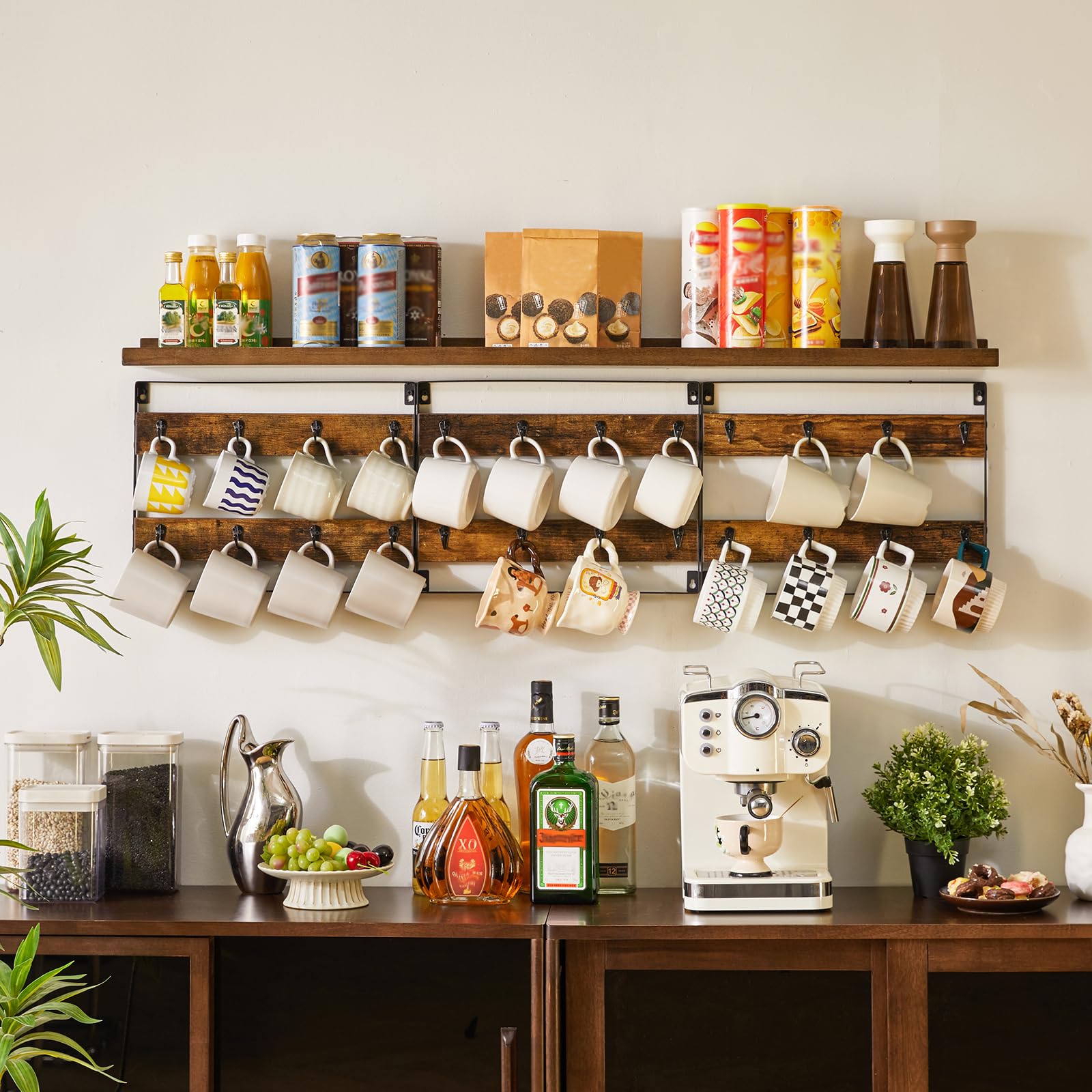 IBUYKE mug rack 3-pack kitchen install demonstrates versatile DIY configuration