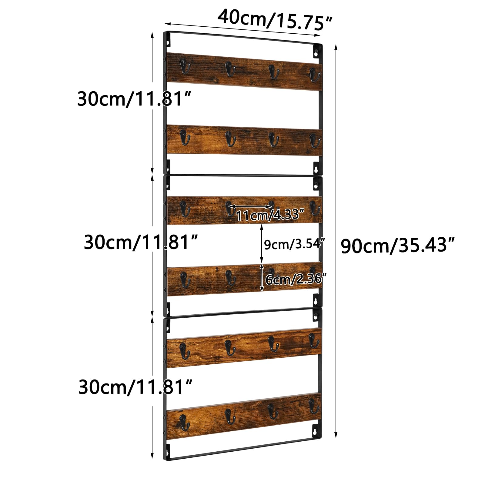 IBUYKE mug rack black iron ends illustrate sturdy, heavy-duty support