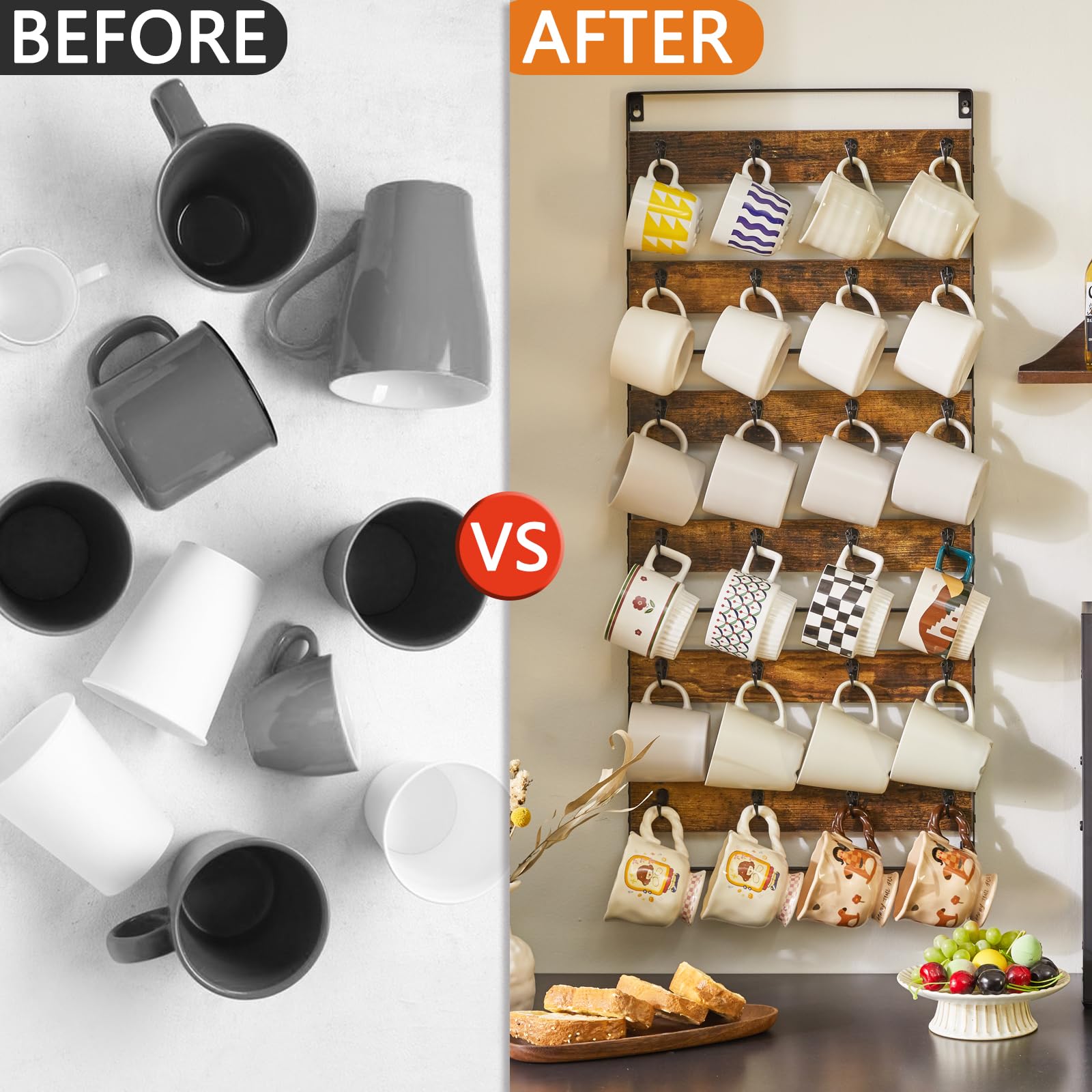 IBUYKE mug rack coffee station setup portrays organized display near brewers