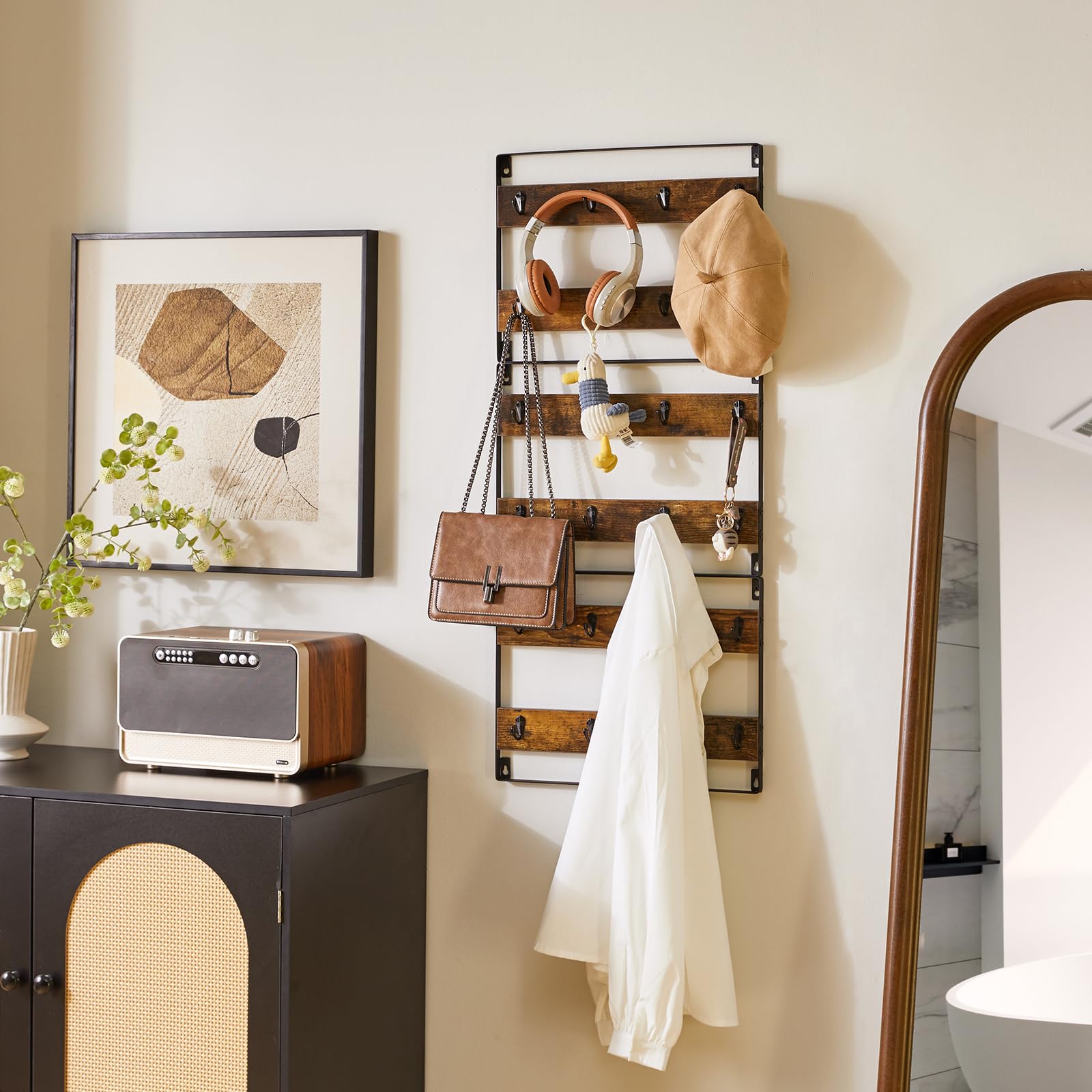IBUYKE mug rack space-saver photo shows optimized wall use in small kitchens