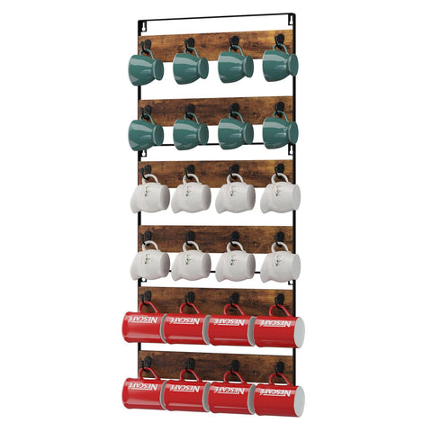 IBUYKE mug rack wall assembly showcases a space-saving setup for kitchen walls