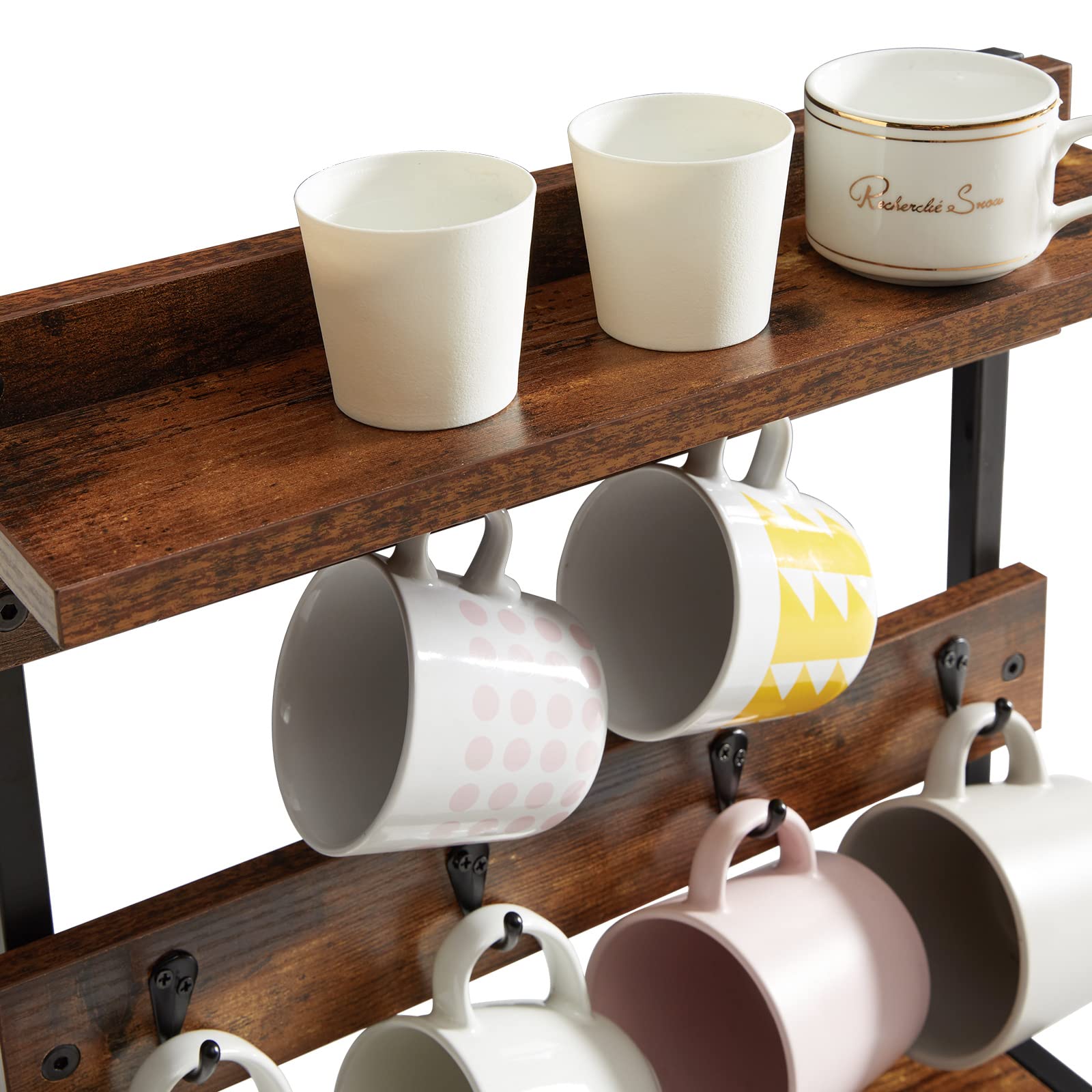 IBUYKE rustic mug holder stand anti-skid feet prevent sliding