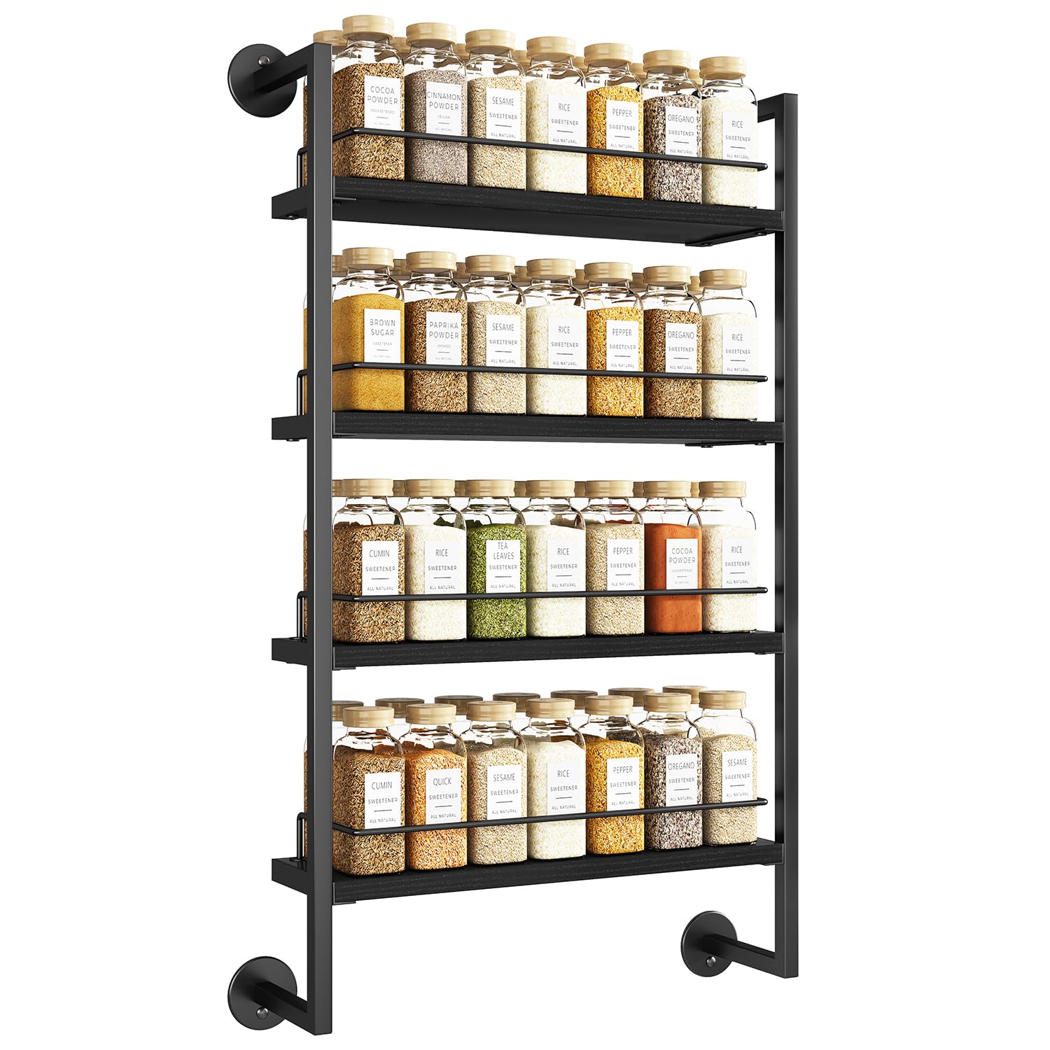 IBUYKE spice rack wall mount, four tiers for easy spice access.