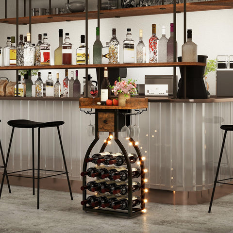 IBUYKE wine rack home bar setup fits in living room or kitchen