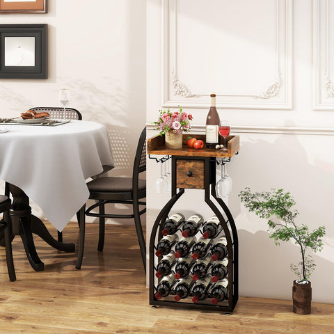 IBUYKE wine rack top glass holders for easy glass access