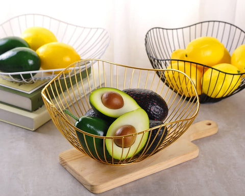 IBWell gold finish basket suits bread, snacks, and decorative items on counters