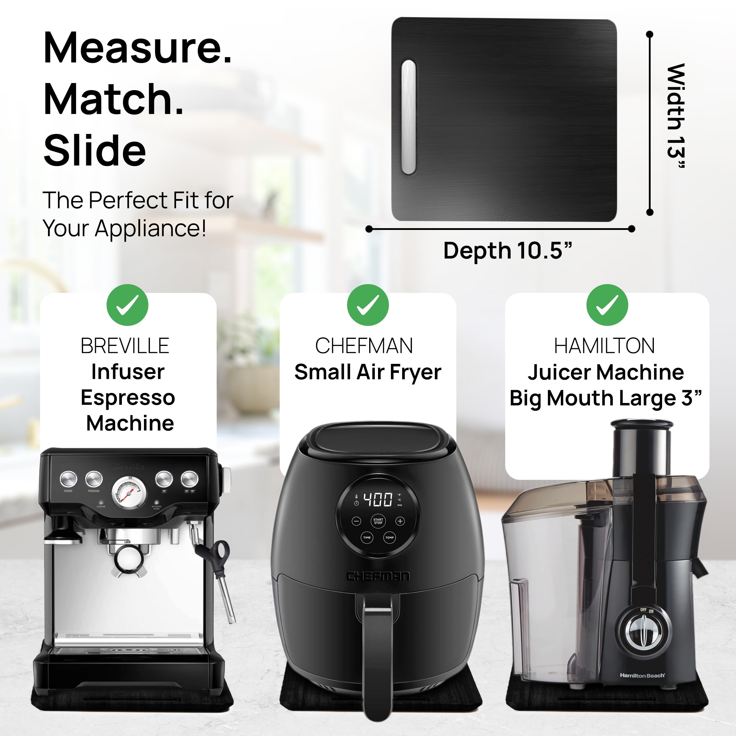 Ibyx sliding tray's soft wheels glide quietly across the counter.