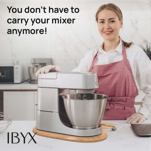 Ibyx sliding tray keeps countertops tidy during meal prep.