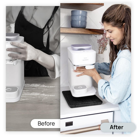 Ibyx under-cabinet tray helps keep counters tidy during meal prep.
