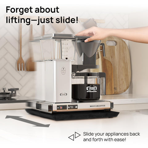 Ibyx sliding tray beside the air fryer offers quick access and reduces clutter.