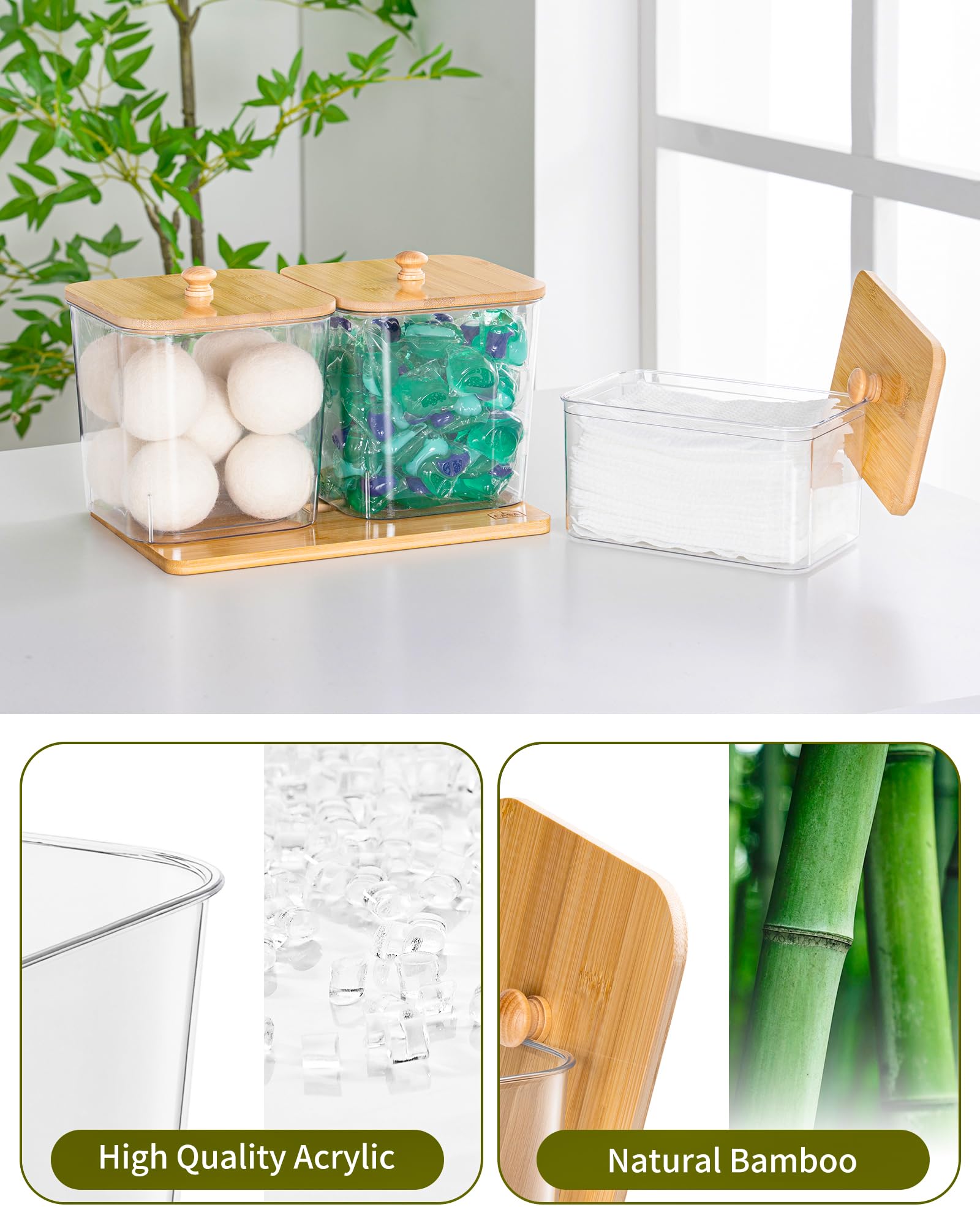 icasa acrylic organizer with bamboo lid shows contents and adds modern style.