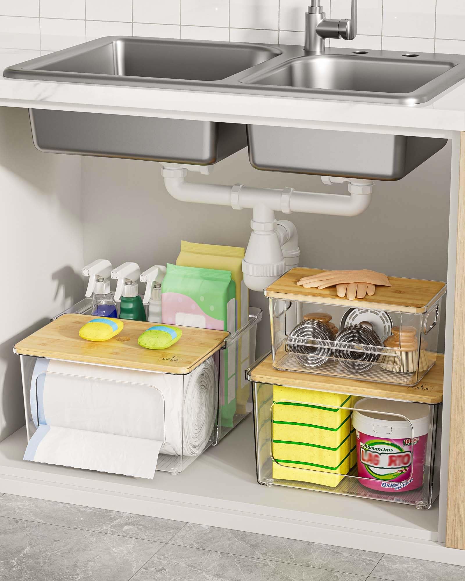 iCASA clear acrylic construction shows contents clearly and adds a modern touch.