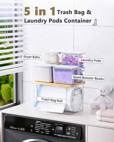 iCASA medium container for laundry detergent powder keeps supplies organized and visible.
