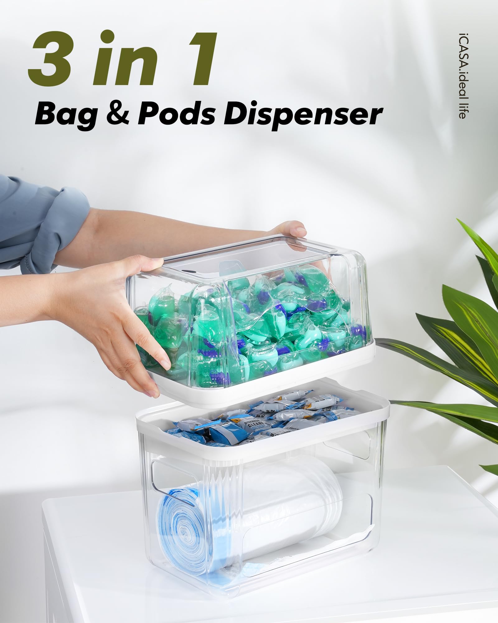 iCASA pod organizer top-pod-holder stores laundry pods at a glance