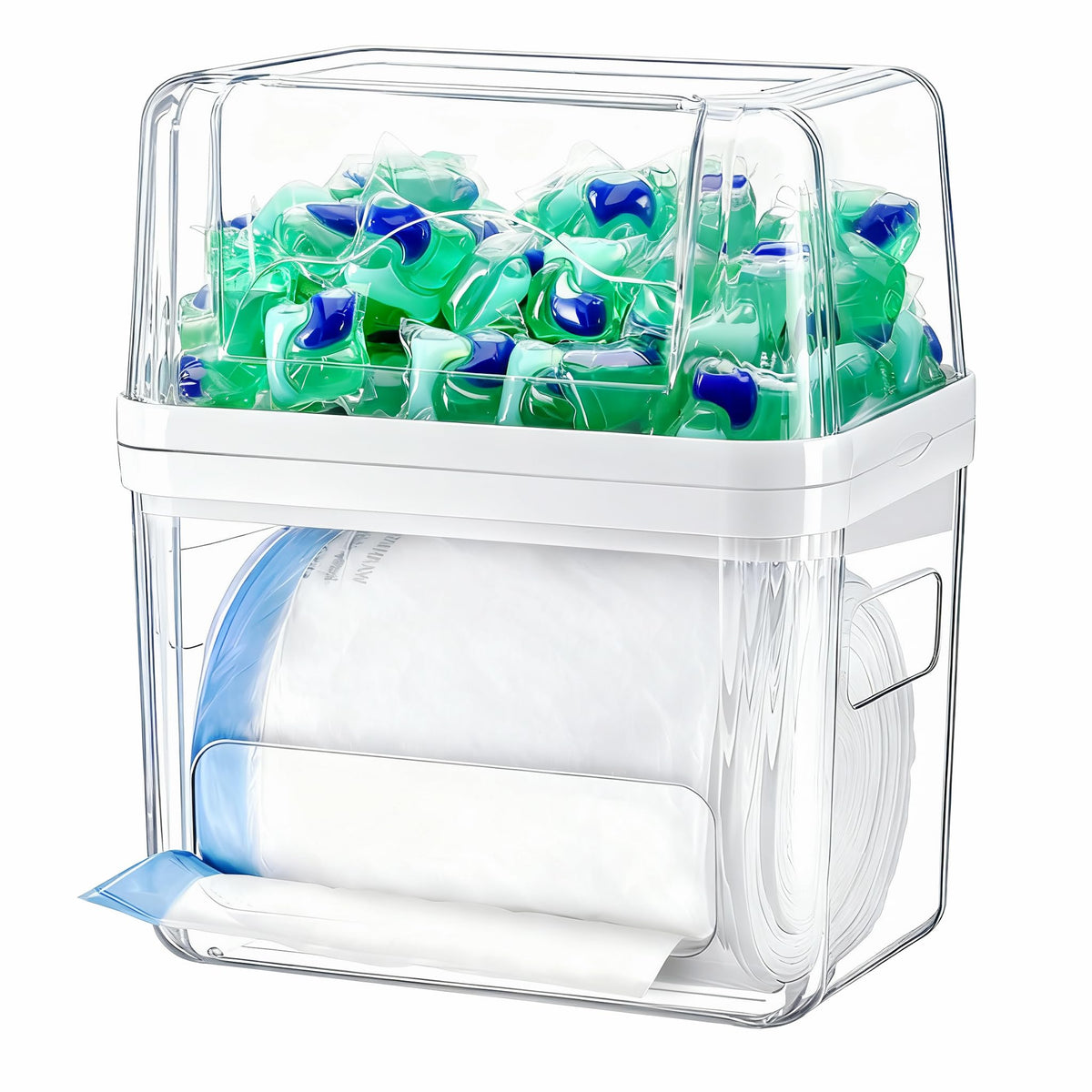 iCASA trash bag dispenser under-sink keeps bags accessible and organized