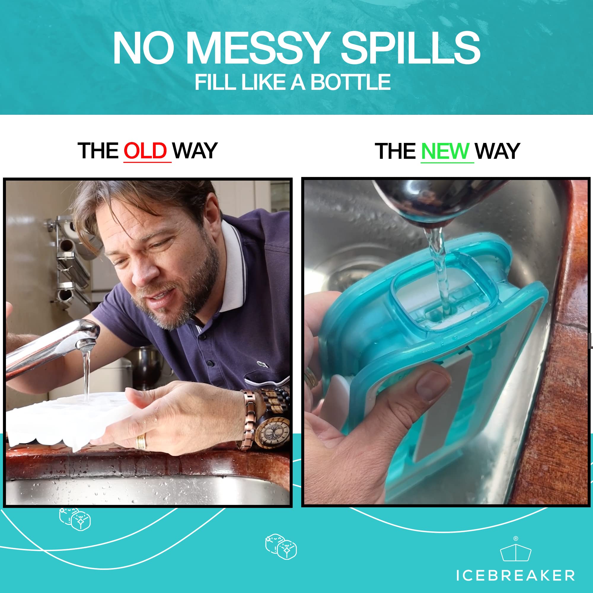 IceBreaker tray works in the freezer in any orientation.