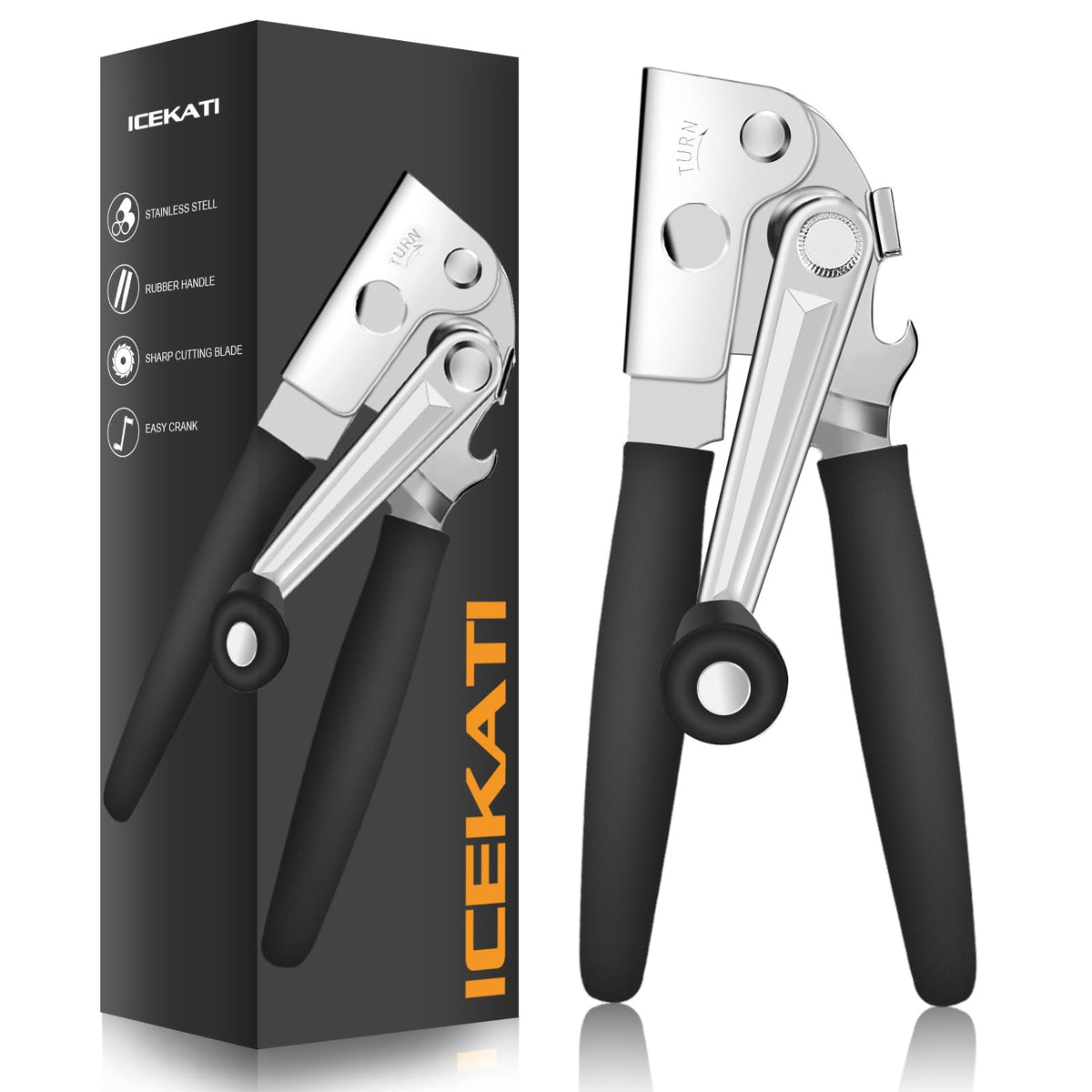 ICEKATI commercial can opener with ultra-long handle for easy large-can opening