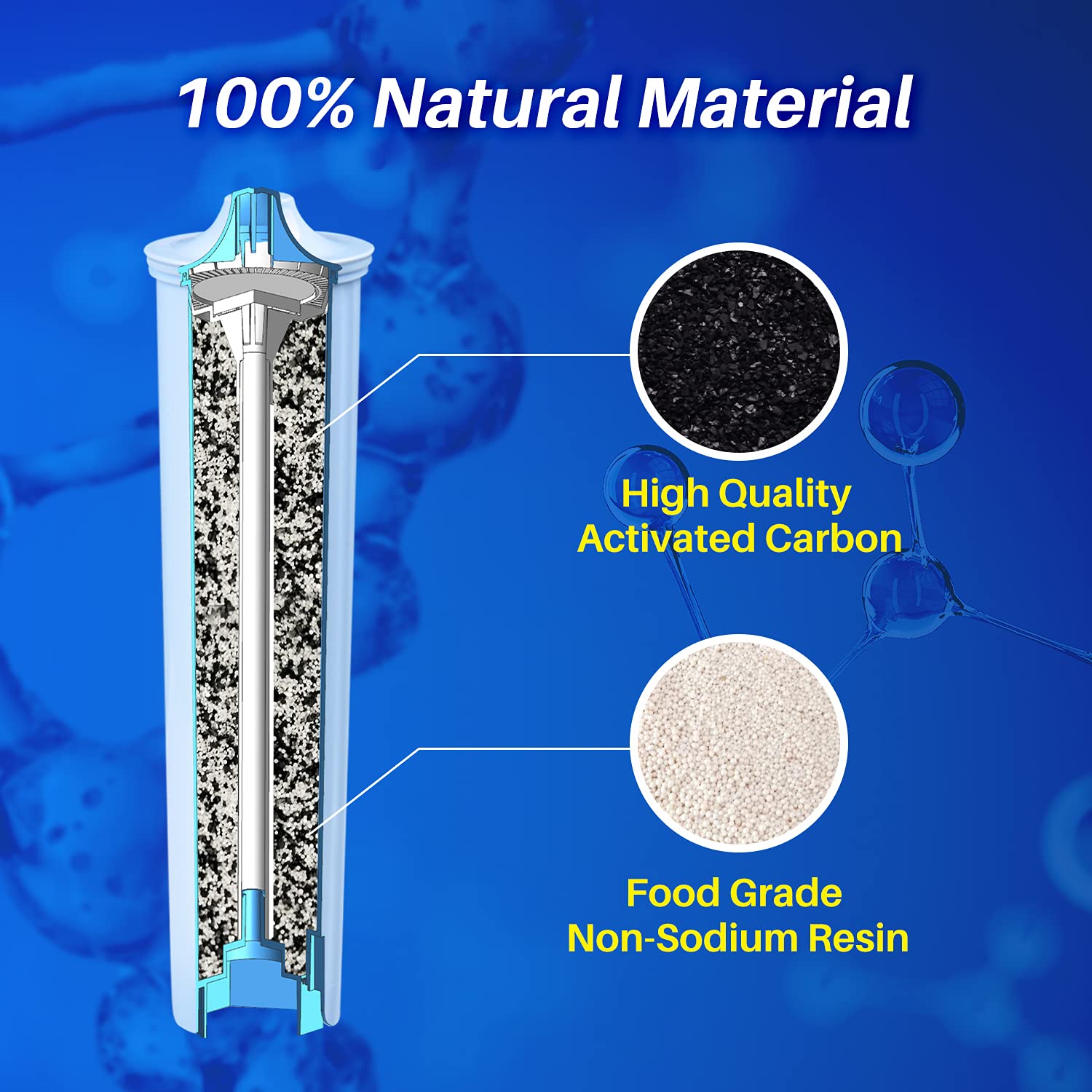 ICEPURE coconut shell activated charcoal close-up for strong filtration.
