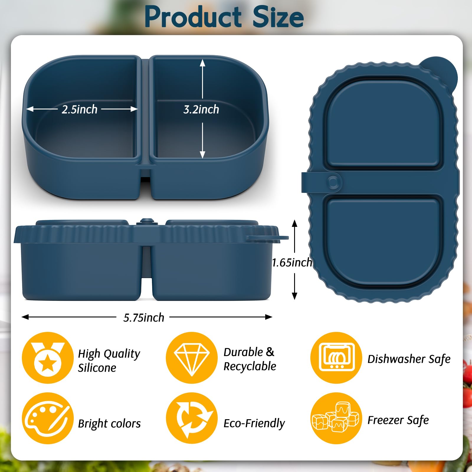 ICEROYCE divided snack containers with two compartments for portion control.