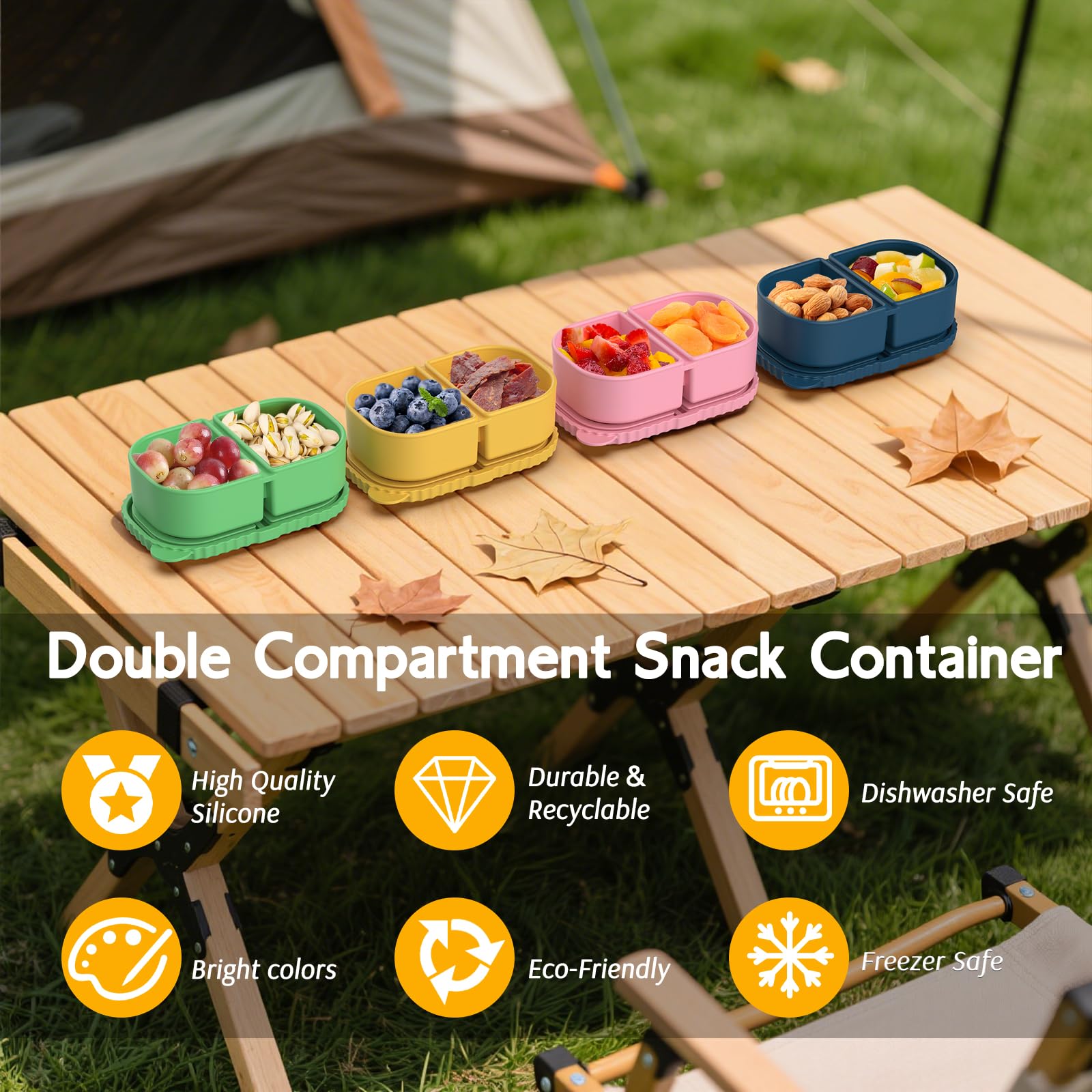 Durable ICEROYCE snack storage with bounce-back silicone withstands daily use.
