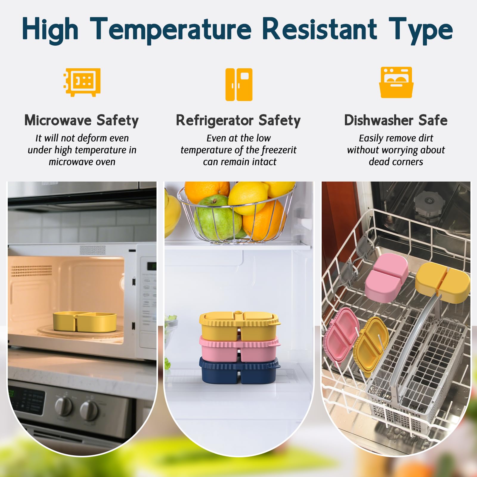 ICEROYCE easy-clean silicone containers resist stains for everyday reuse.