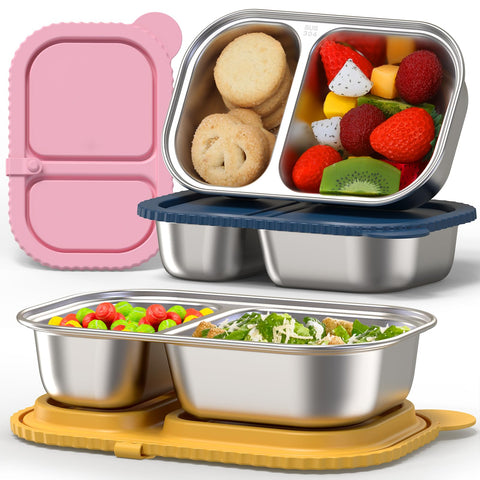 ICEROYCE snack container with silicone lid offers airtight freshness on the go.