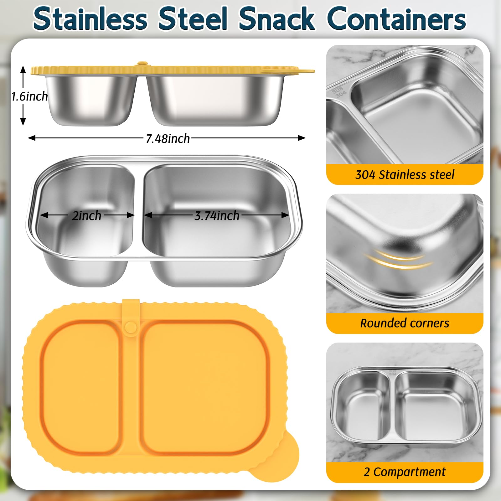 ICEROYCE two-compartment lunch box keeps snacks separated and flavors intact.