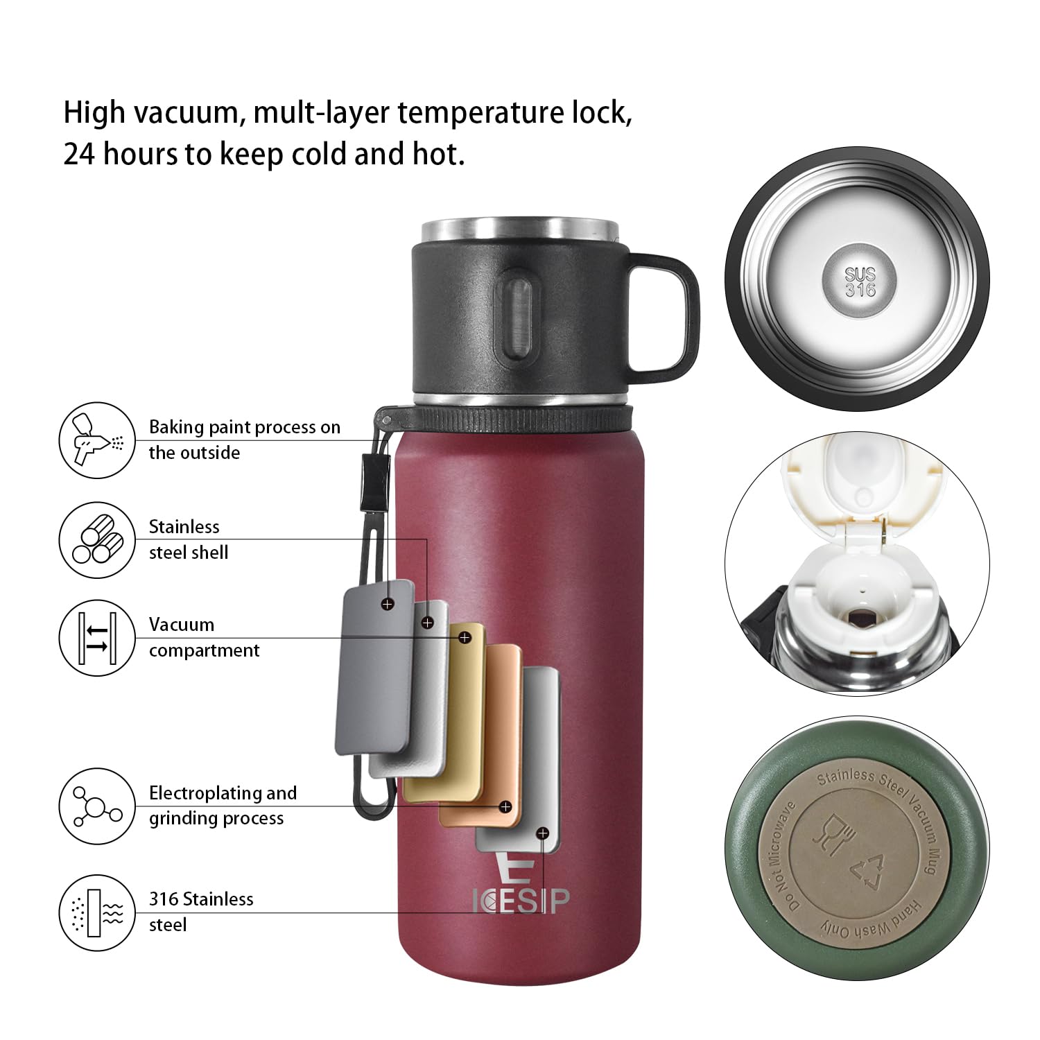 Icesip 27oz bottle matte coating emphasizes secure, comfortable grip.