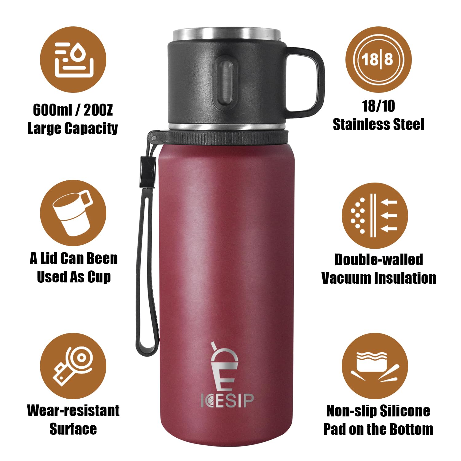 Icesip 27oz bottle sealed-mouth close-up highlights leak-proof design.