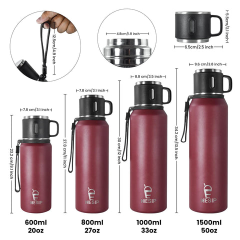 Icesip 27oz bottle with cup demonstrates easy on-the-go sipping.