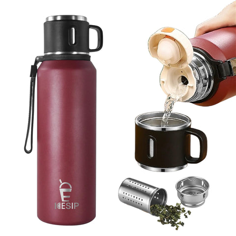 Icesip 27oz stainless bottle front view keeps hot or cold drinks for hours.
