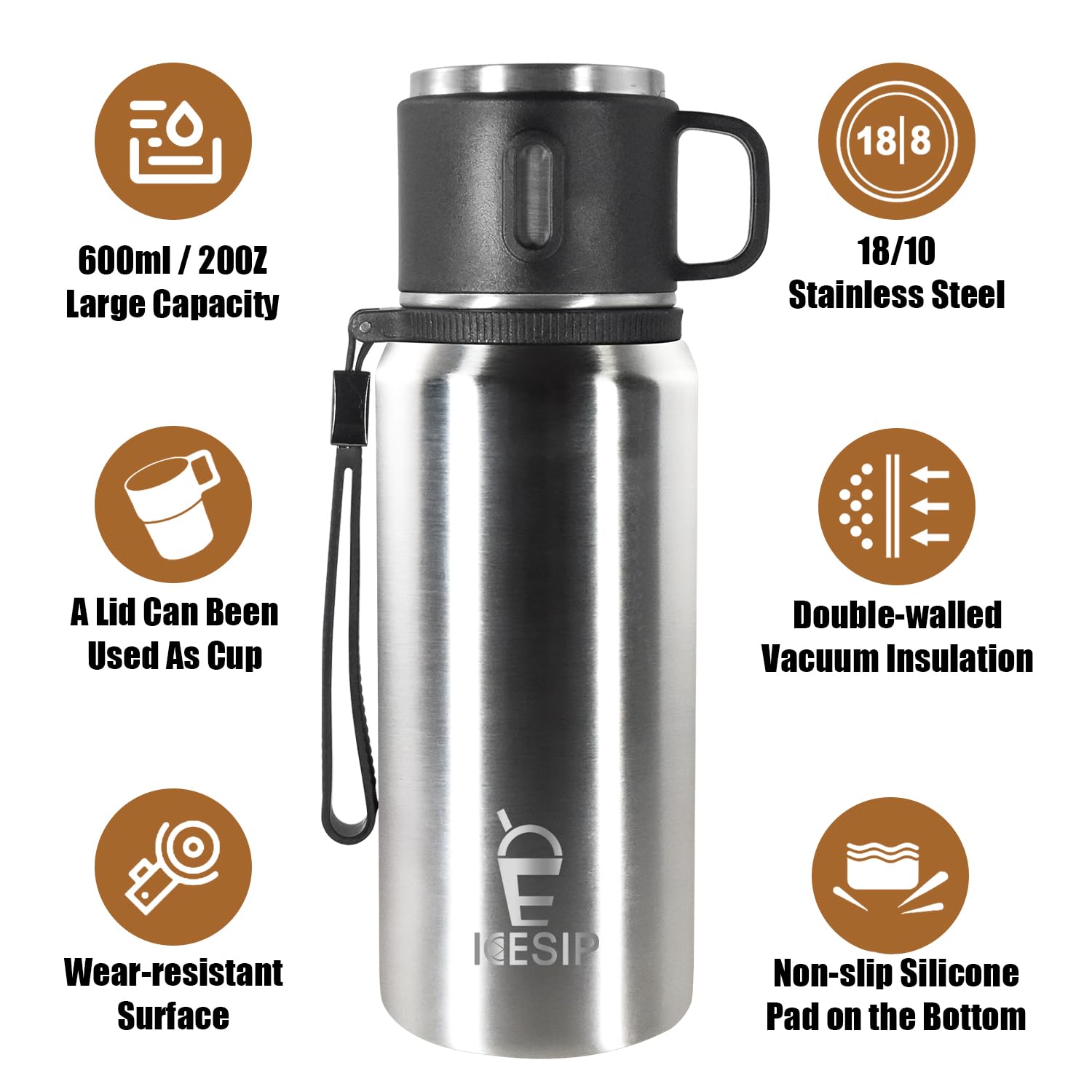 Icesip bottle's insulation preserves temperature for hours during commute.
