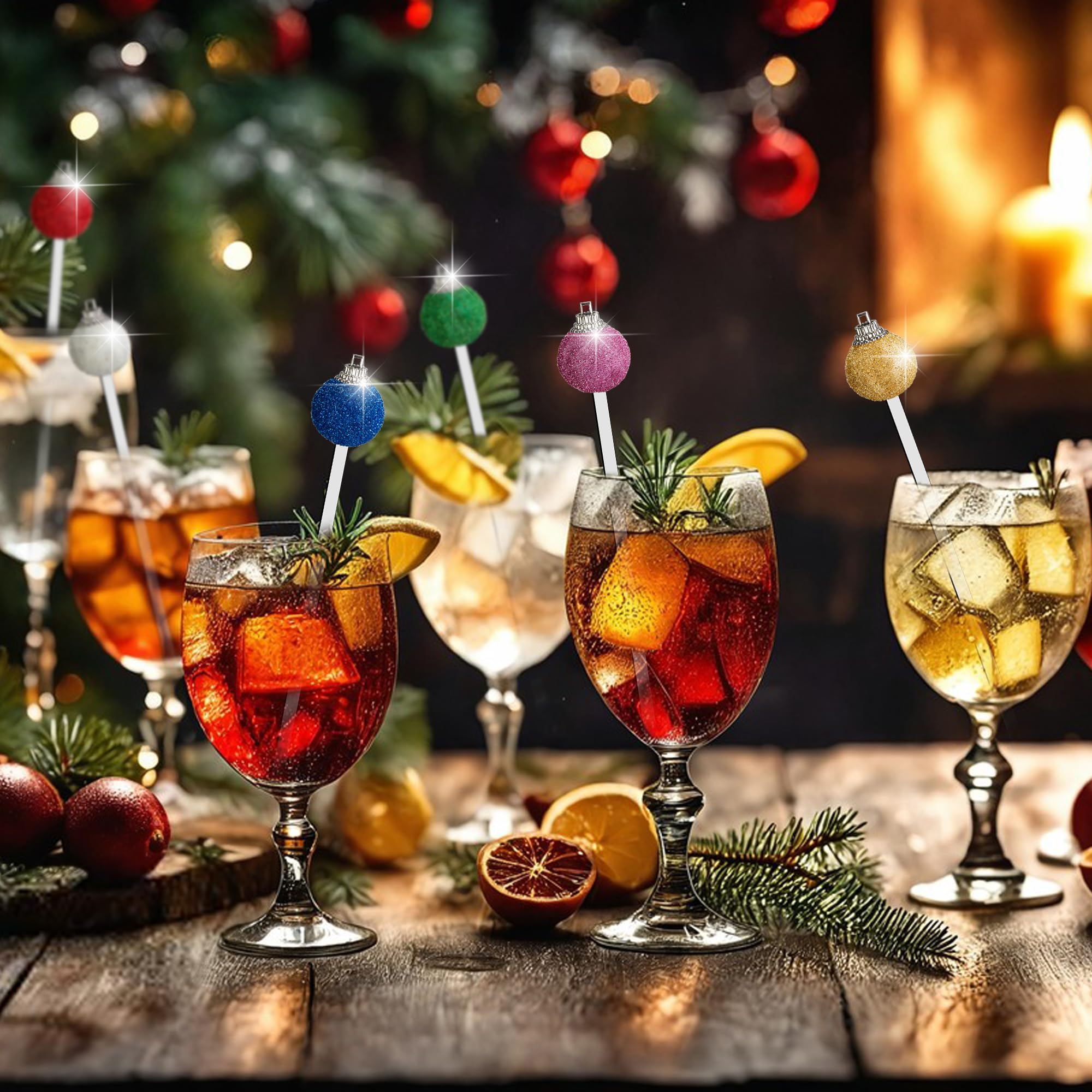Iceyyyy 36-pack glitter ball stirrers for party drinks and gifts